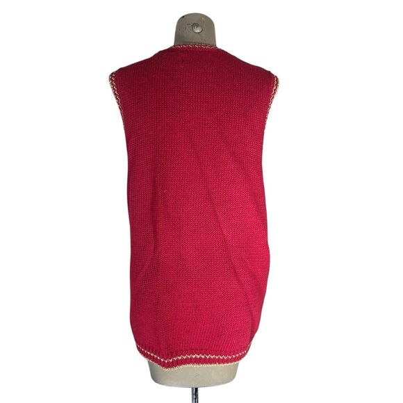 Hand Knit Christmas Tree Cardigan Sweater Vest - Picture 4 of 6